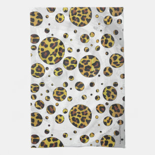 Leopard Brown and Yellow Polka Dot Tea Towel