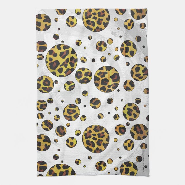 Leopard Brown and Yellow Polka Dot Tea Towel (Vertical)