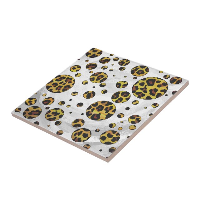 Leopard Brown and Yellow Polka Dot Tile (Side)