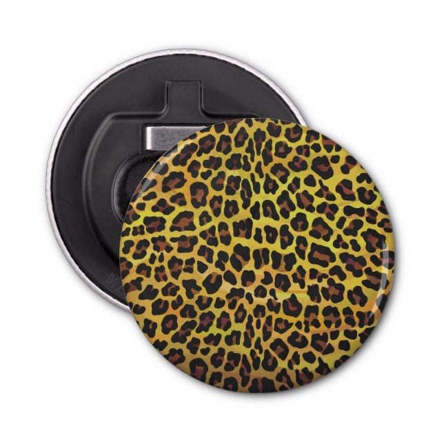 Leopard Brown and Yellow Print Bottle Opener (Front)