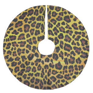 Leopard Brown and Yellow Print Brushed Polyester Tree Skirt