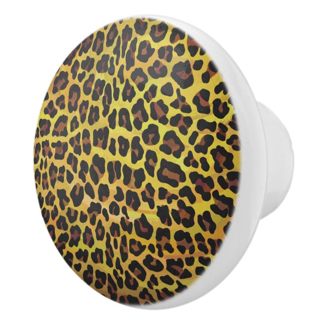 Leopard Brown and Yellow Print Ceramic Knob (Right)