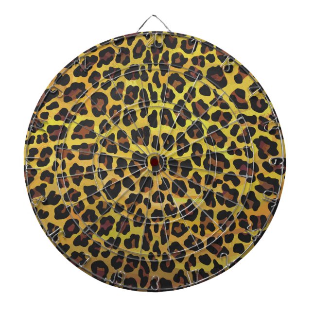 Leopard Brown and Yellow Print Dartboard (Front)