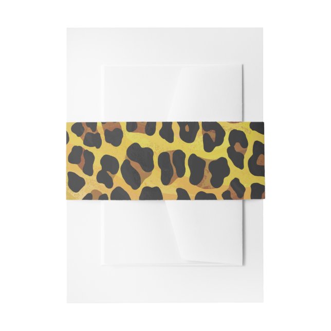 Leopard Brown and Yellow Print Invitation Belly Band (Front Example)