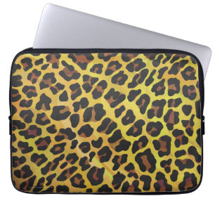 Leopard Brown and Yellow Print Laptop Sleeve