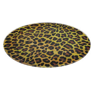 Leopard Brown and Yellow Print Round Cutting Board