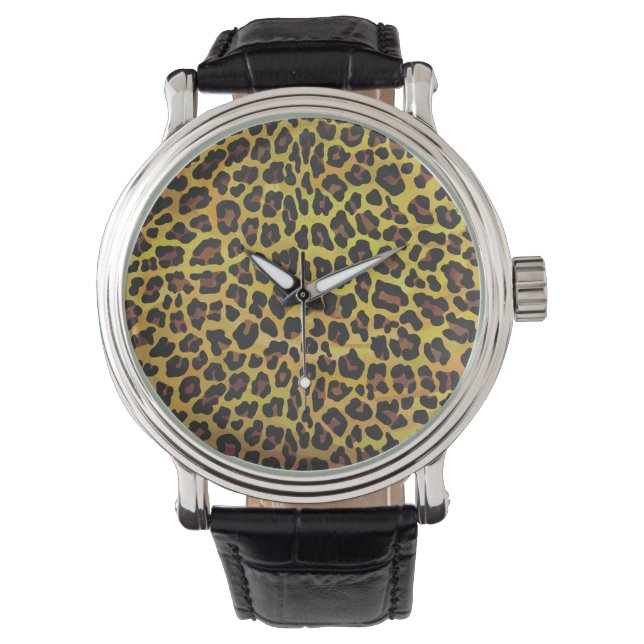 Leopard Brown and Yellow Print Watch (Front)