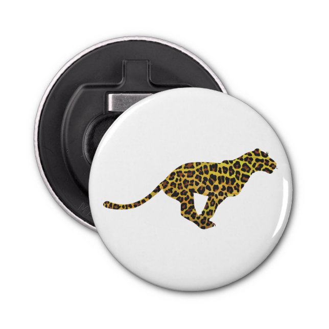 Leopard Brown and Yellow Silhouette Bottle Opener (Front)