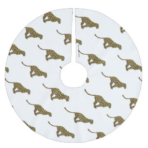 Leopard Brown and Yellow Silhouette Brushed Polyester Tree Skirt