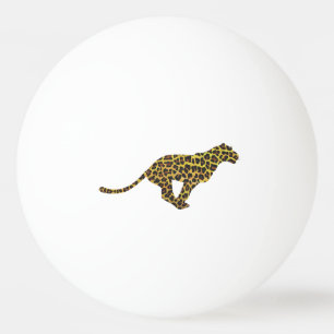 Leopard Brown and Yellow Silhouette Ping Pong Ball