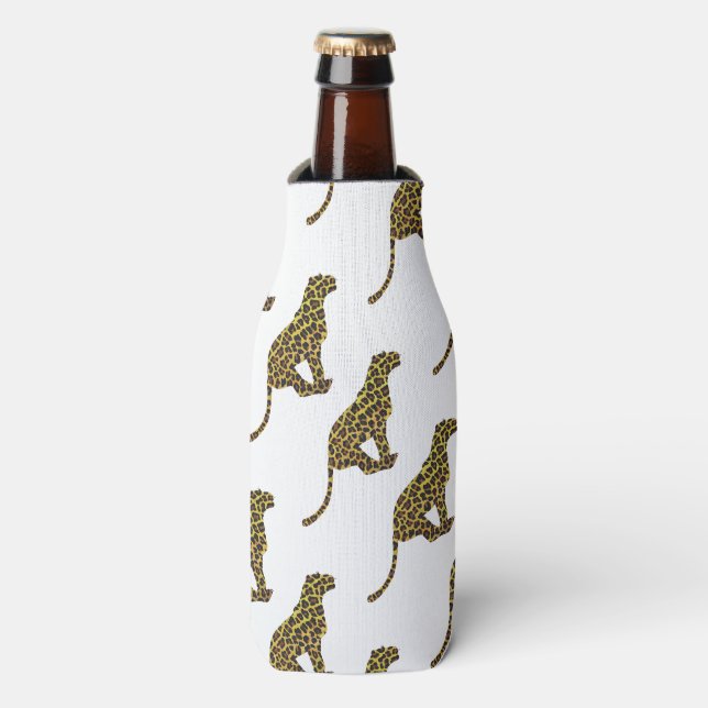 Leopard Brown and Yellow Siloette Bottle Cooler (Bottle Front)