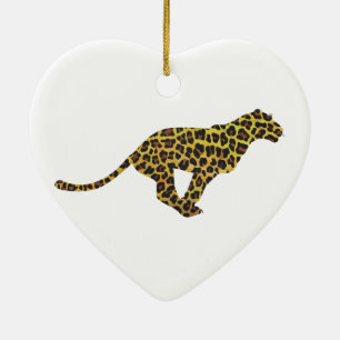 Leopard Brown and Yellow Siloette Ceramic Tree Decoration