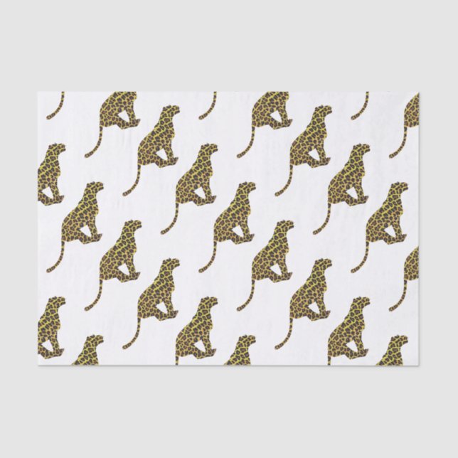 Leopard Brown and Yellow Siloette Tissue Paper (Front)