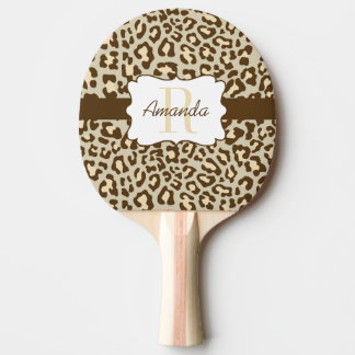 Leopard Brown Tan Peach Ping Pong Paddle