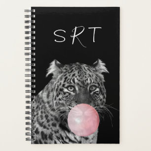 Leopard Bubble Gum Cat Animal Monogram Planner