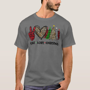 Leopard Buffalo Christmas Tree Santa Peace Love Ch T-Shirt