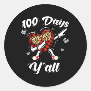 Leopard Buffalo Plaid 100 Days Y'all Of School Dab Classic Round Sticker