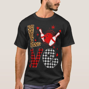 Leopard Buffalo Plaid Bowling Player Funny Valenti T-Shirt