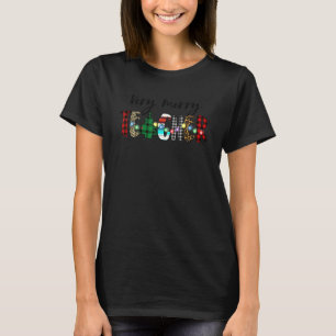 Leopard Buffalo Plaid Christmas Very Merry Teacher T-Shirt
