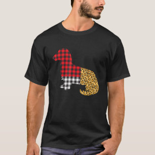 Leopard Buffalo Plaid Dachshund Dog Valentines Day T-Shirt