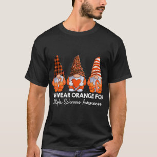 Leopard Buffalo Plaid Gnome We Wear Orange For MS T-Shirt