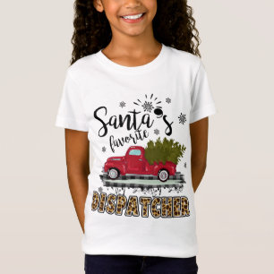 Leopard Buffalo Plaid Santa's Favourite Dispatcher T-Shirt