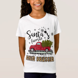 Leopard Buffalo Plaid Santa's Favourite Hair Dress T-Shirt