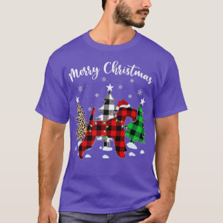Leopard Buffalo Plaid Wire Fo Terrier Dog Christma T-Shirt