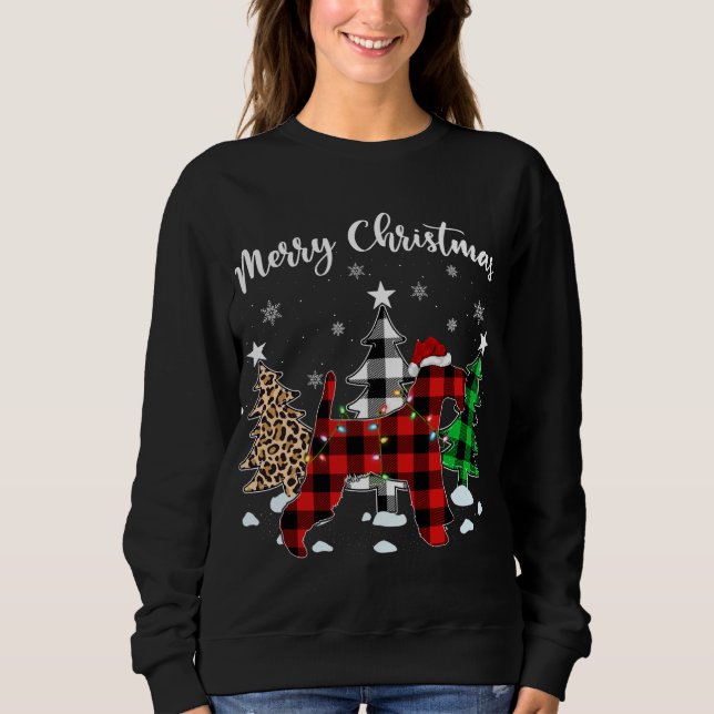 Leopard Buffalo Plaid Wire Fox Terrier Dog Christm Sweatshirt (Front)