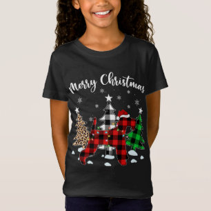 Leopard Buffalo Plaid Wire Fox Terrier Dog Christm T-Shirt