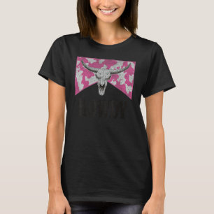 Leopard Bull Skull Western Life Rodeo Country Cowg T-Shirt