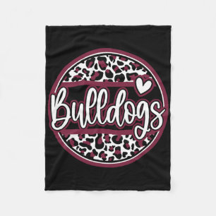 Leopard Bulldogs School Spirit Name Fan Team Back Fleece Blanket