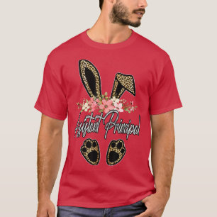 Leopard Bunny Assistant Principal Easter Day Teach T-Shirt