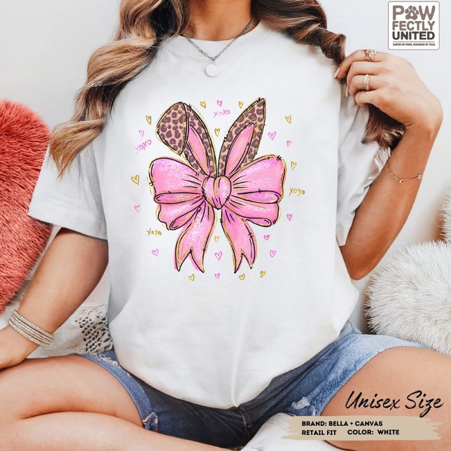 Leopard Bunny Coquette Preppy Bow with Ears Tri-Blend Shirt (Creator Uploaded)