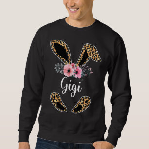 Leopard Bunny Floral Gigi Happy Easter Day Family Sweatshirt