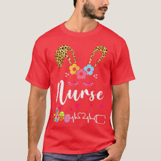 Leopard Bunny Nurse Happy Easter  T-Shirt