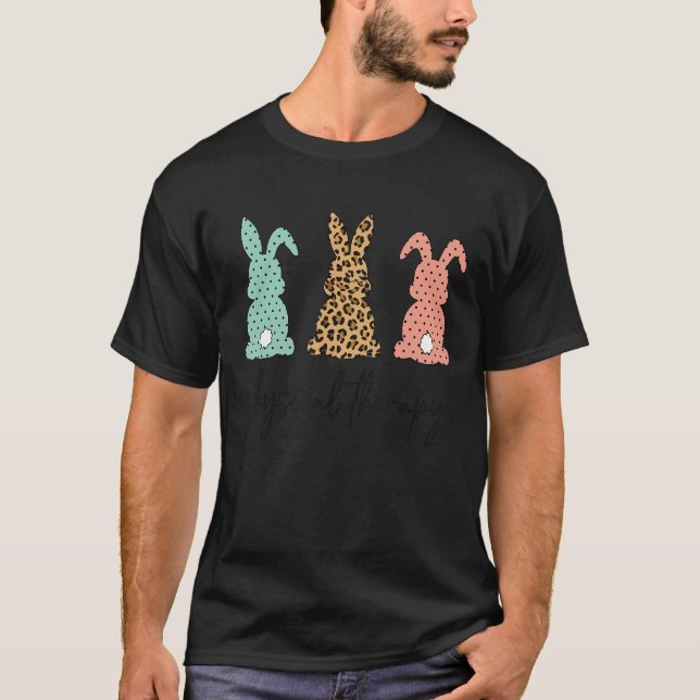 Leopard Bunny Physical Therapy Easter Pta Pediatri T-Shirt (Front)