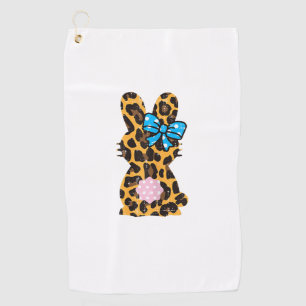 Leopard Bunny Rabbit Polka Dots Ribbon Easter Wome Golf Towel