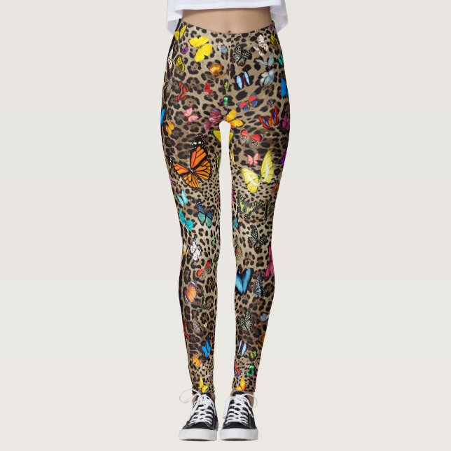 Leopard & Butterflies Leggings (Front)