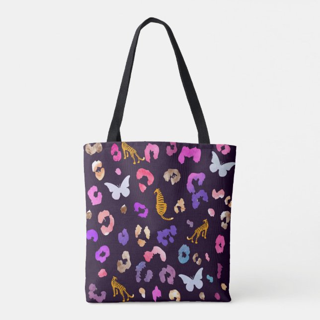 Leopard butterfly Black Tote Bag (Back)
