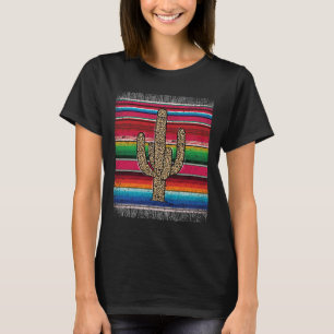 Leopard Cactus Mexican Serape Cinco De Mayo Women T-Shirt