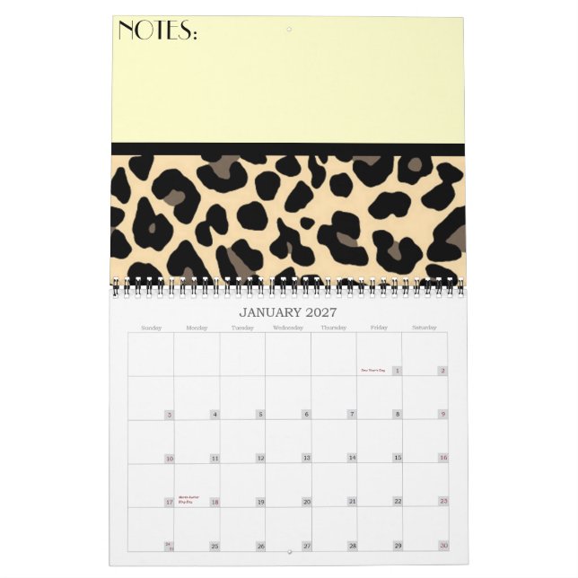 Leopard Calendar (Jan 2027)