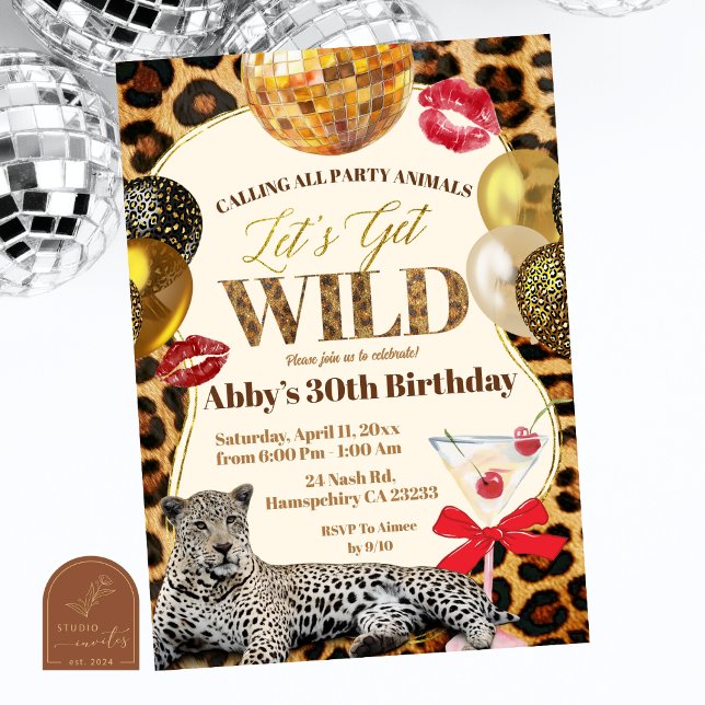Leopard Calling All Party Animals Wild Adult Birth Invitation (Creator Uploaded)