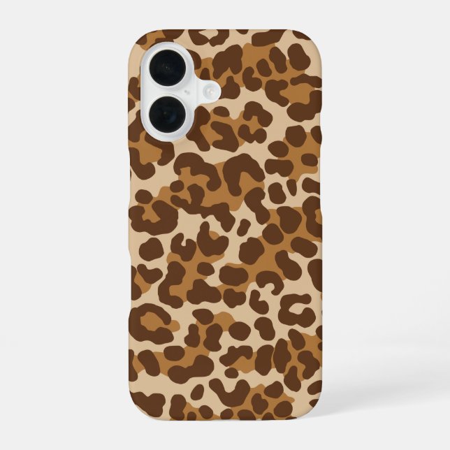 Leopard Camo Brown iPhone 16 Case (Back)