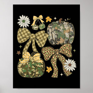 Leopard Camo Coquette Bow Pumpkin Thanksgiving Rus Poster