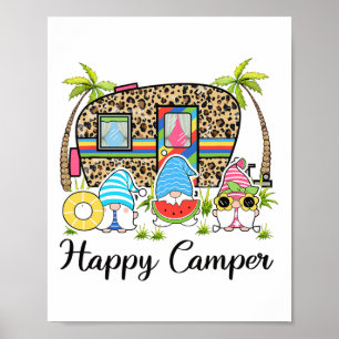 Leopard Camping Rv Gnome Camper Happy Summer Campi Poster