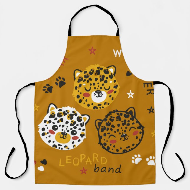 Leopard Cat: Cute Tee Drawing Apron (Front)