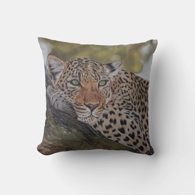 Leopard cat lying in a tree pillow (Front)