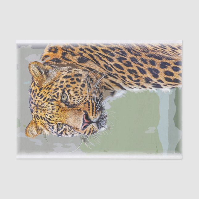 Leopard Cat Wildlife Watercolor Tissue Paper (Front)