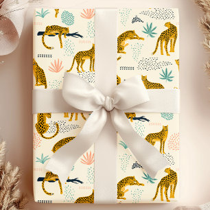 Leopard Cats Tropical African Jungle Pattern Wrapping Paper